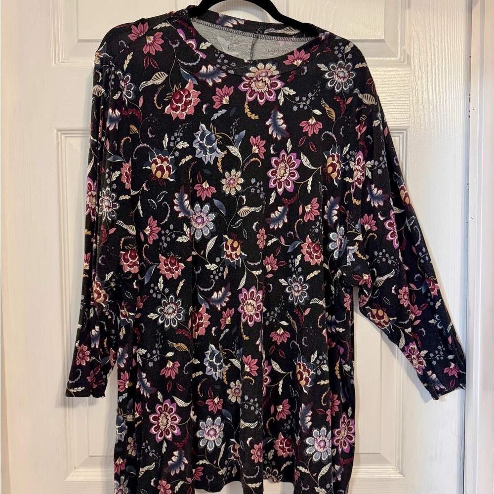 Lane Bryant Black Floral Top